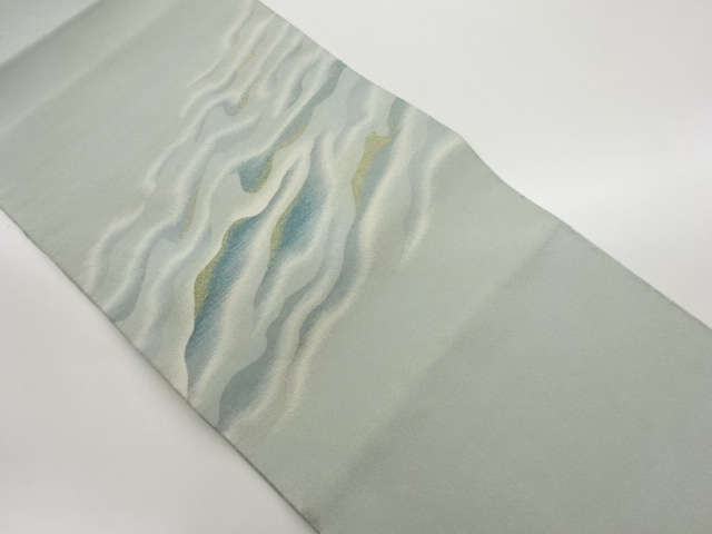 作家物　本綴れ抽象波模様織出し名古屋帯